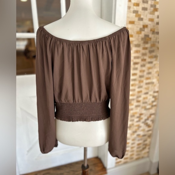 Pink Rose tie front long sleeve crop bohemian top - Picture 3 of 7